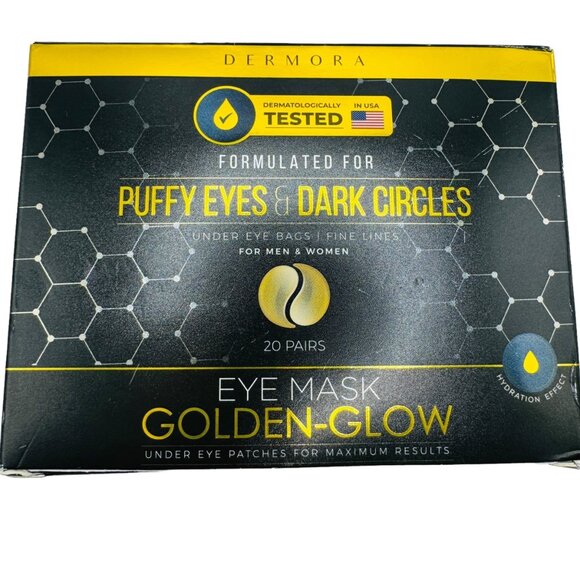 Under Eye Mask Patches Golden-Glow Puffy Eyes & Dark Circles 20 Pair - Picture 1 of 4